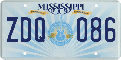 MS license plate ZDQ086