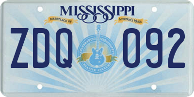 MS license plate ZDQ092