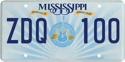 MS license plate ZDQ100