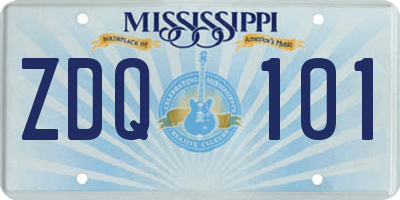 MS license plate ZDQ101