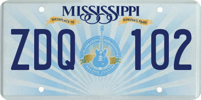 MS license plate ZDQ102
