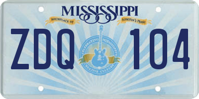 MS license plate ZDQ104