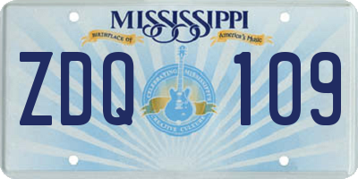 MS license plate ZDQ109