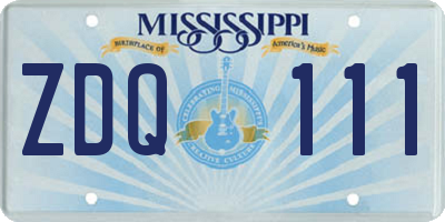 MS license plate ZDQ111
