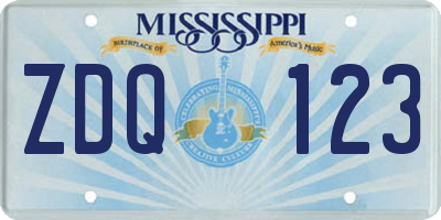 MS license plate ZDQ123