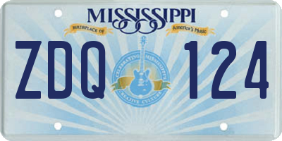 MS license plate ZDQ124