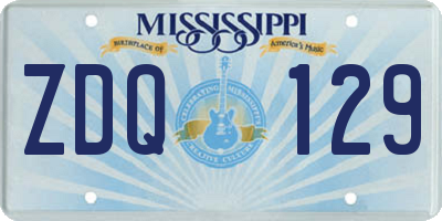 MS license plate ZDQ129