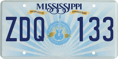 MS license plate ZDQ133