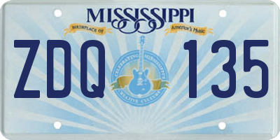MS license plate ZDQ135