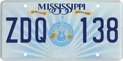 MS license plate ZDQ138