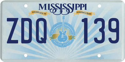 MS license plate ZDQ139