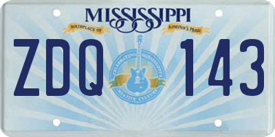 MS license plate ZDQ143