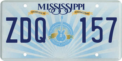 MS license plate ZDQ157
