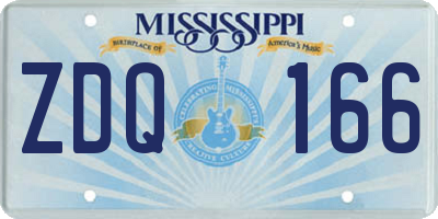 MS license plate ZDQ166