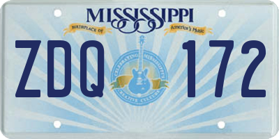 MS license plate ZDQ172