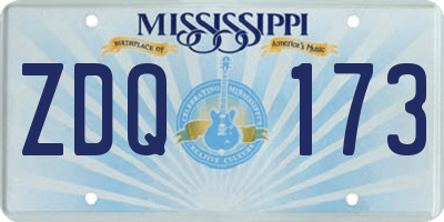 MS license plate ZDQ173
