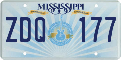 MS license plate ZDQ177
