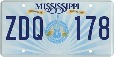 MS license plate ZDQ178
