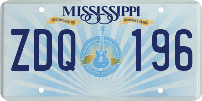 MS license plate ZDQ196