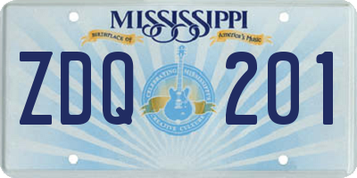 MS license plate ZDQ201