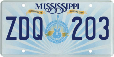 MS license plate ZDQ203