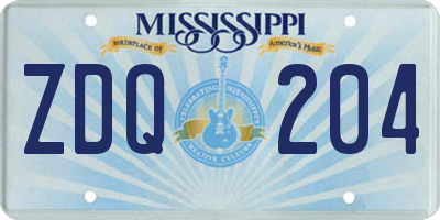 MS license plate ZDQ204