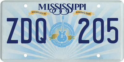 MS license plate ZDQ205