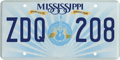 MS license plate ZDQ208