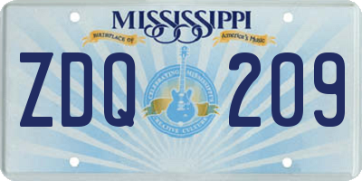 MS license plate ZDQ209