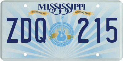 MS license plate ZDQ215