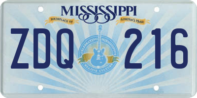 MS license plate ZDQ216