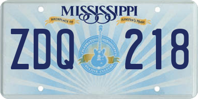 MS license plate ZDQ218