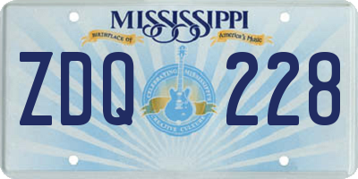 MS license plate ZDQ228