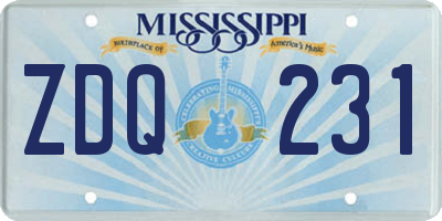 MS license plate ZDQ231