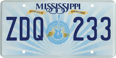 MS license plate ZDQ233