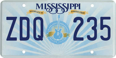 MS license plate ZDQ235