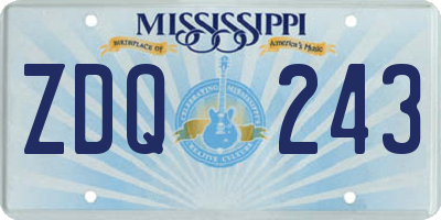 MS license plate ZDQ243