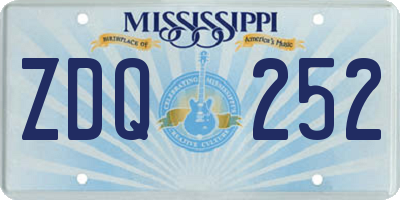 MS license plate ZDQ252