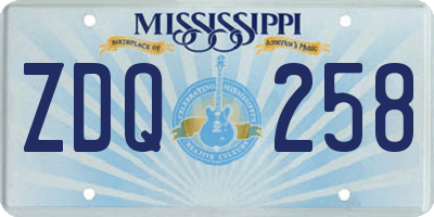 MS license plate ZDQ258