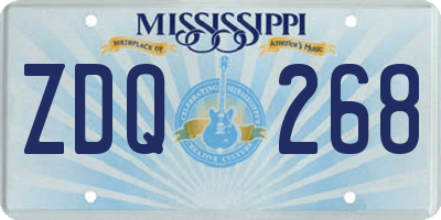 MS license plate ZDQ268