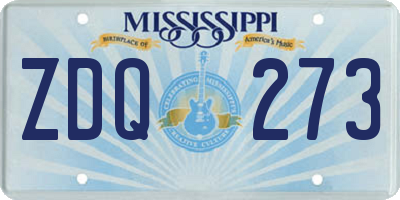 MS license plate ZDQ273