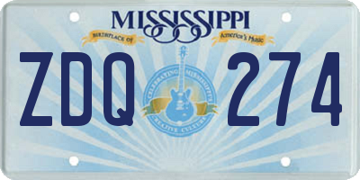 MS license plate ZDQ274