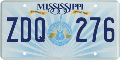 MS license plate ZDQ276