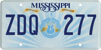MS license plate ZDQ277