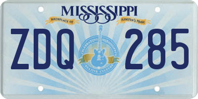 MS license plate ZDQ285
