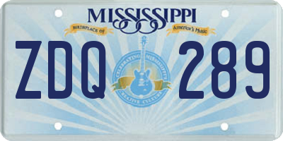 MS license plate ZDQ289