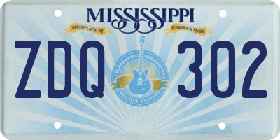 MS license plate ZDQ302
