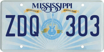 MS license plate ZDQ303