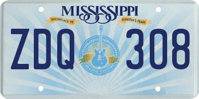 MS license plate ZDQ308