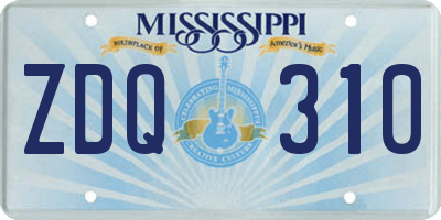 MS license plate ZDQ310